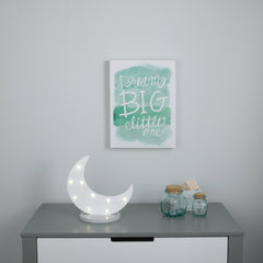 NoJo Moon Shaped Lighted Nursery Decor, White/Grey