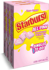 Starburst Singles To Go Powdered Drink Mix, All Pink Strawberry, 3 Boxes with 6 Packets Each - 18 Total Servings, Sugar-Free Drink Powder, Just Add Water, 6 count (Pack of 3)