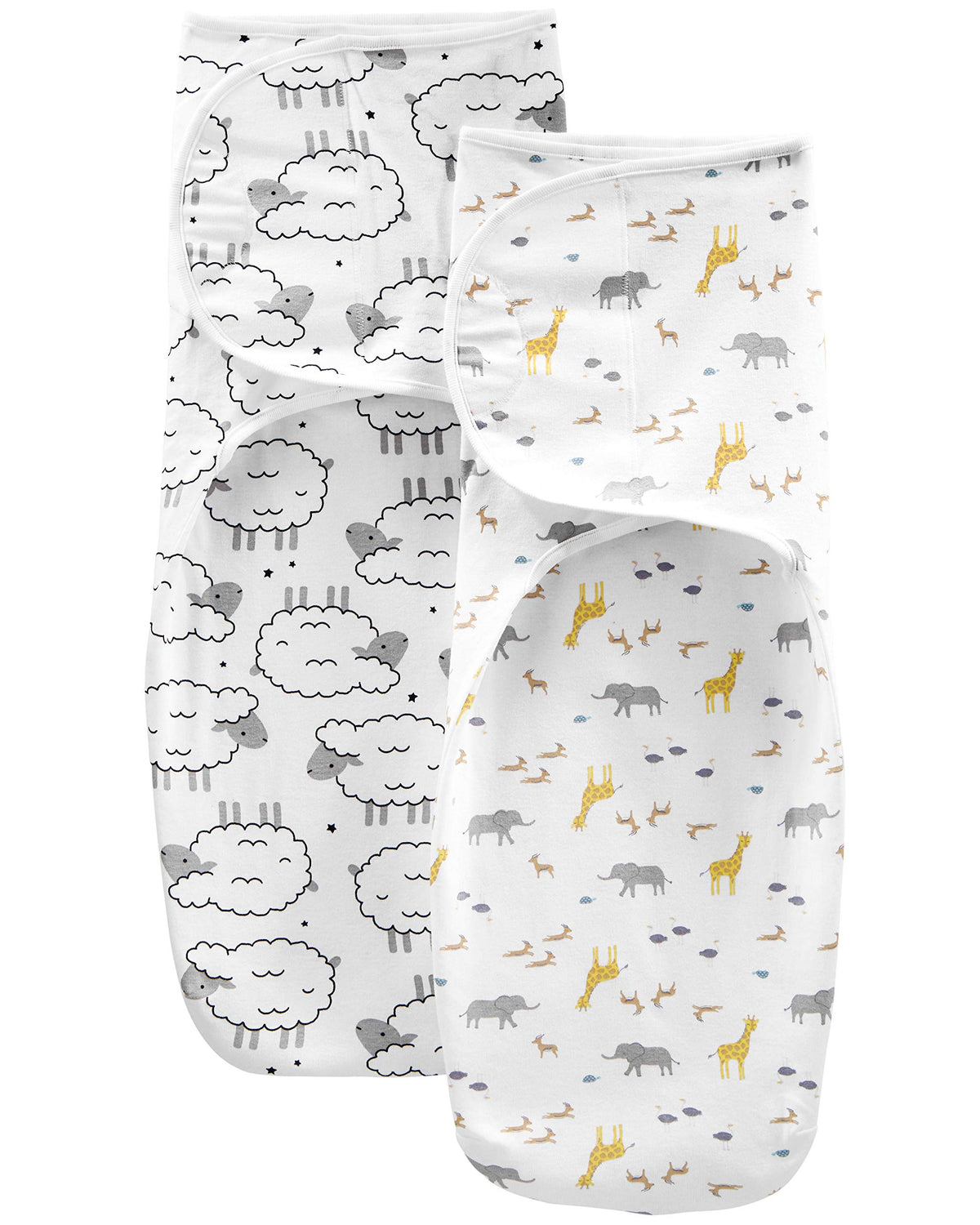 Simple Joys by Carter's Baby 2-Pack Cotton Swaddle Blankets, White/Animals, Small: 0-3 Months, up to 12.5 lbs