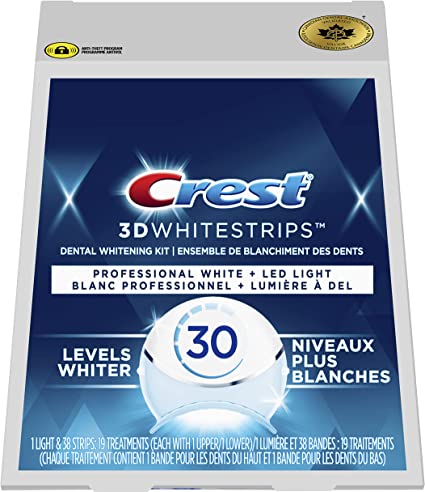 Crest 3D Whitestrips Professional White with LED Accelerator Light Teeth Whitening Kit, 19 Treatments, 30 Levels Whiter