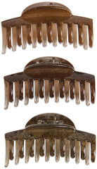 Goody Claw Clips, 3 Pieces Classic Value Pack for Women and Girls, Brown Hair Clips for Medium Volume Hair