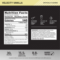 OPTIMUM NUTRITION Platinum Hydrowhey, Velocity Vanilla 3.5 pound