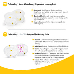 Medela Safe & Dry Ultra Thin Disposable Nursing Pads, 60 Count Breast Pads for Breastfeeding, Leakproof Design, Slender and Contoured for Optimal Fit and Discretion