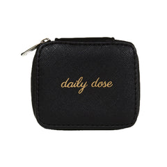 Miamica Women's Pill Case Trendy"Daily Dose" Pill Organizer Box, Black, One Size, Black Saffiano Pill Case Travel, Daily Dose