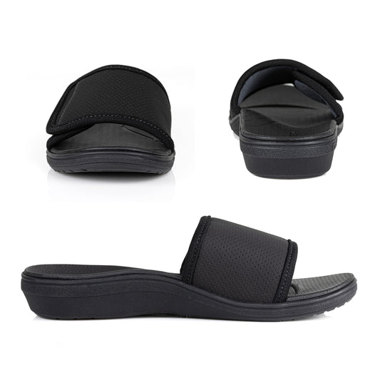 Powerstep Women's Arch Support, Plantar Fasciitis Relief Slide Sandal, Black - Blk, 6