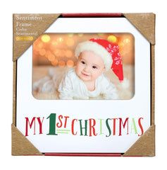 Kate & Milo My 1st Christmas Baby Keepsake Photo Frame, Holiday Baby’s First Year Frame, Holiday Home Décor, Christmas Home Accessory, White