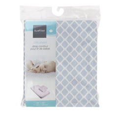 Kushies Crib Sheet, Soft 100% Breathable Cotton Flannel, Made in Canada, Blue Lattice