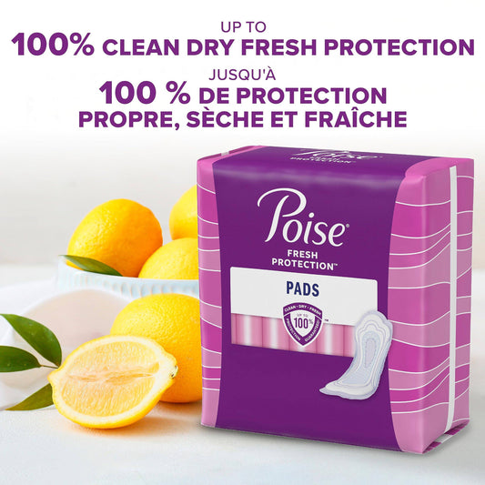 Poise Ultra Thin Incontinence Pads & Postpartum Incontinence Pads, 6 Drop Ultimate Absorbency, Long Length, 26 Count