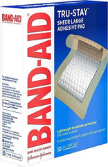 Band-Aid Brand Tru-Stay Adhesive Pads, Large Sterile Bandages for Wound Care, Large Size, 10 ct