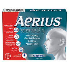 Aerius Allergy Medicine, Fast Relief, 24-Hour, Non-Drowsy, 15 Symptoms, 10 Tablets