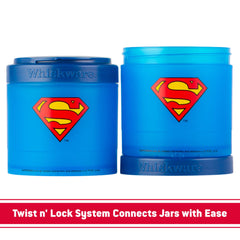 Whiskware Justice League Containers for Toddlers and Kids 3 Stackable Snack Cups for School and Travel, 1/3 Cup+1 Cup+1 Cup, Wonder Woman Icon