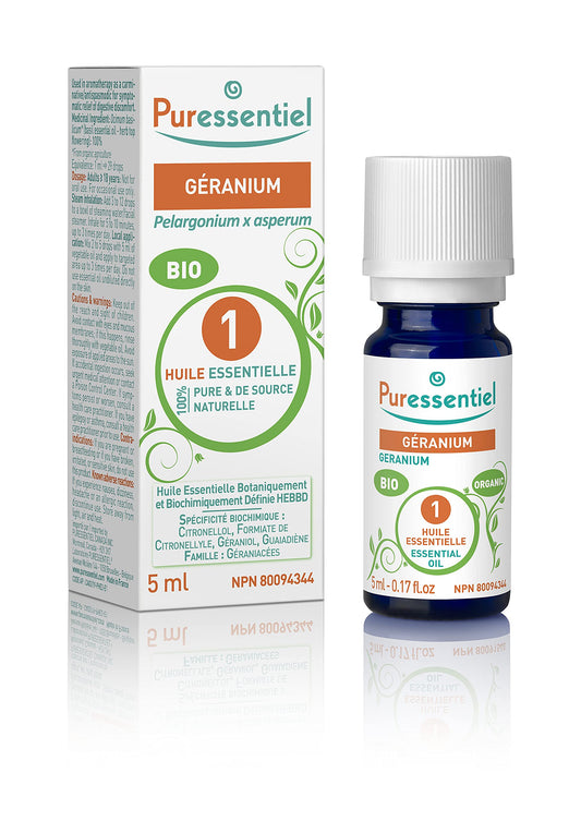 Puressentiel Geranium Organic Essential Oil, 0.17 fl. oz.