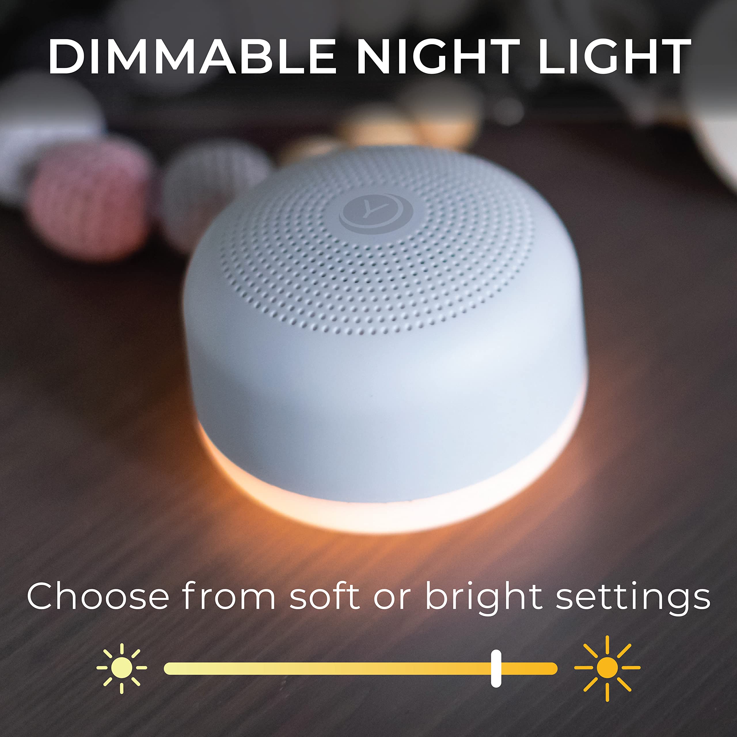 Yogasleep Travel Mini Portable White Noise Sound Machine - 6 Soothing Sounds - Soft Dimmable Night Light - Compact Sleep Therapy for Adults and Baby - USB Rechargeable - Lanyard for Easy Hanging (White)