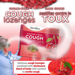 Herbion Naturals Sugar-Free Cough Lozenges with Natural Cherry Flavour, 18 Lozenges - Relieves Cough and Nasal Congestion; Soothes Sore Throat; For Adults and Children 12 years and above