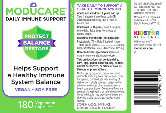 Moducare Daily Immune Support 180 Vegetarian Capsules Helps Support a Healthy Immune System Balance