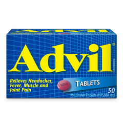 Advil Regular Strength Ibuprofen Pain Relief Tablets, Fast Acting Pain Relief for Migraine, Arthritis, Back, Neck, Joint, and Muscle Relief, 200mg (50 Count)