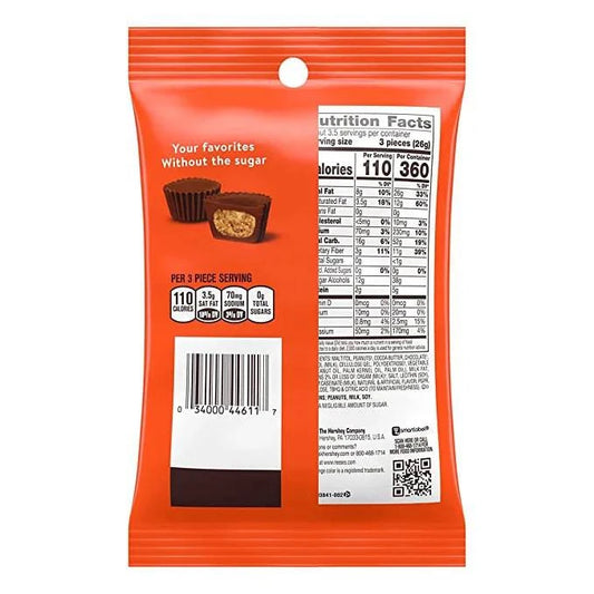 REESE'S Zero Sugar Miniatures Chocolate Peanut Butter Cups Candy, Bulk, Individually Wrapped, 3 oz Bags