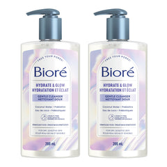 Bioré Hydrate & Glow Gentle Face Cleanser Duo, Dermatologist Tested, Cruelty Free, Hydrating Cleanser (Pack of 2)