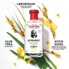 THAYERS Witch Hazel Lemon Face Astringent Skin Care with Aloe Vera, Natural Gentle Facial Astringent, for All Skin Types, 355mL