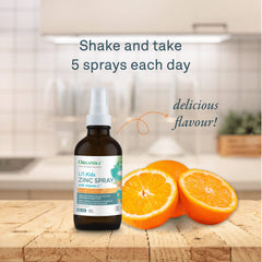 Organika Kids Zinc Spray with Vitamin C- Orange Tangerine Flavour- Immune Support for your Kids, Easy Spray Format- 30ml