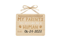 Pearhead Wooden Pet Pregnancy Announcement Sign, Baby Arrival Keepsakes, Gifts for Expecting Parents