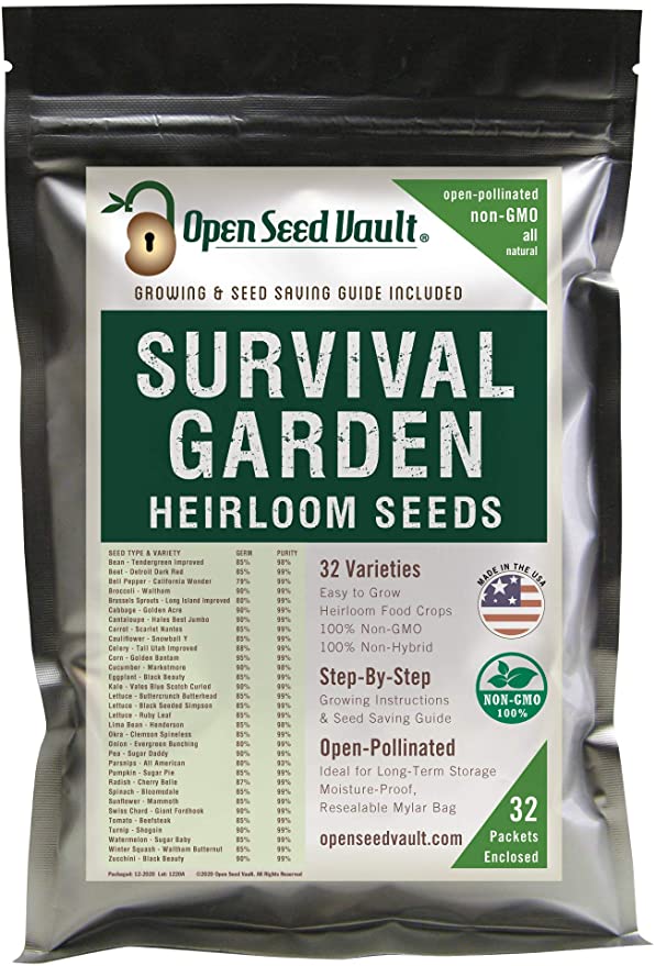 survival garden seeds 15,000+ Non-gmo Heirloom Vegetable Seeds 32 Variety Pack