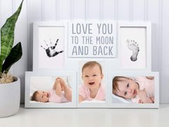 Pearhead Love You to The Moon & Back Babyprints Photo Collage Frame, Baby Shower, Baby Gifts, White