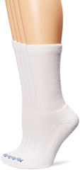 PEDS Women's Diabetic Crew Socks with Non-Binding Top and Cushion Sole 4 Pairs, White, 7-10