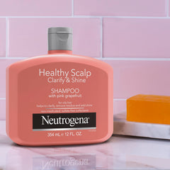 Neutrogena Exfoliating Healthy Scalp Clarify & Shine Shampoo for Oily Hair and Scalp, Anti-Residue Shampoo with Pink Grapefruit, pH-Balanced, Paraben & Phthalate-Free, Color-Safe, 354 ml.