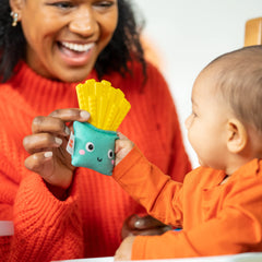 Bright Starts Side of Smiles French Fry Teether Toy with Crinkle Textures, BPA Free, Unisex, 3 Months+