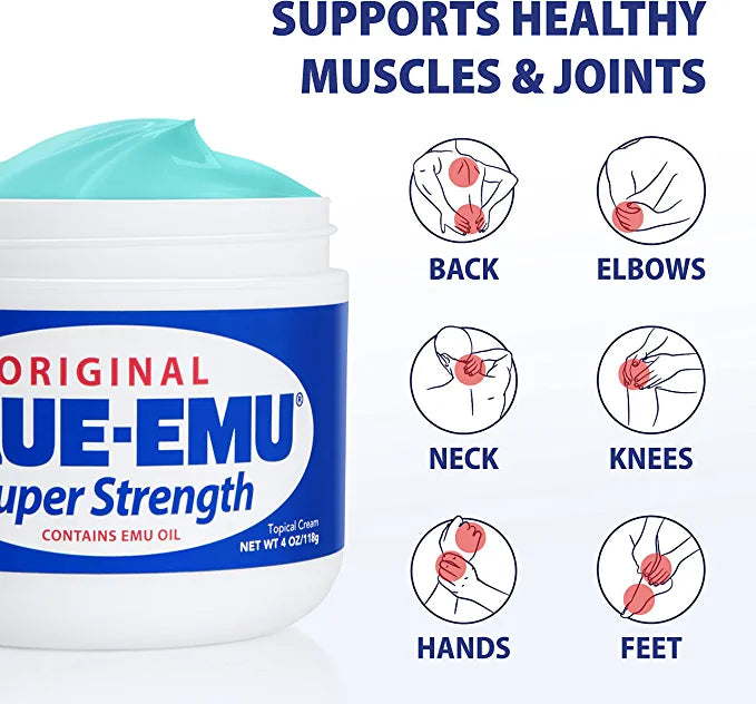 Nfi Consumer Products Blue-Emu Super Strength Emu Oil, Odor & Fragnance Free, Blue, 4 Oz, (00204)