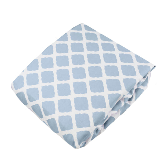 Kushies Crib Sheet, Soft 100% Breathable Cotton Flannel, Made in Canada, Blue Lattice