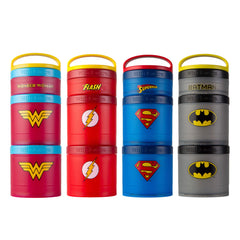 Whiskware Justice League Containers for Toddlers and Kids 3 Stackable Snack Cups for School and Travel, 1/3 Cup+1 Cup+1 Cup, Wonder Woman Icon