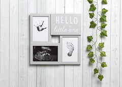 Kate & Milo Babyprints and Sonogram Hello Little One Collage Frame, Baby Handprint, Footprint and Ultrasound Baby Keepsake Frame, Pregnancy Announcement, Gender-Neutral, White