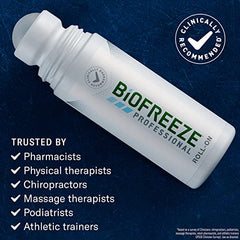 Biofreeze Professional Pain Relief Gel, 3 Ounce Roll-On Applicator Original Green Formula, Pain Reliever, 5% Menthol