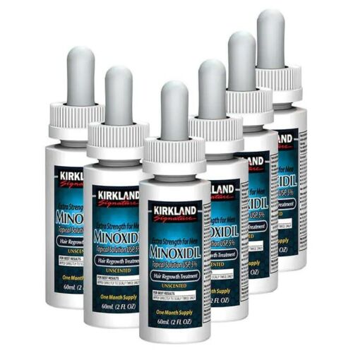 Kirkland Signature Hair Regrowth Treatment Extra Strength for Men, 5% Minoxidil Topical Solution, 2 fl. oz 6 pack (6 Month Supply)